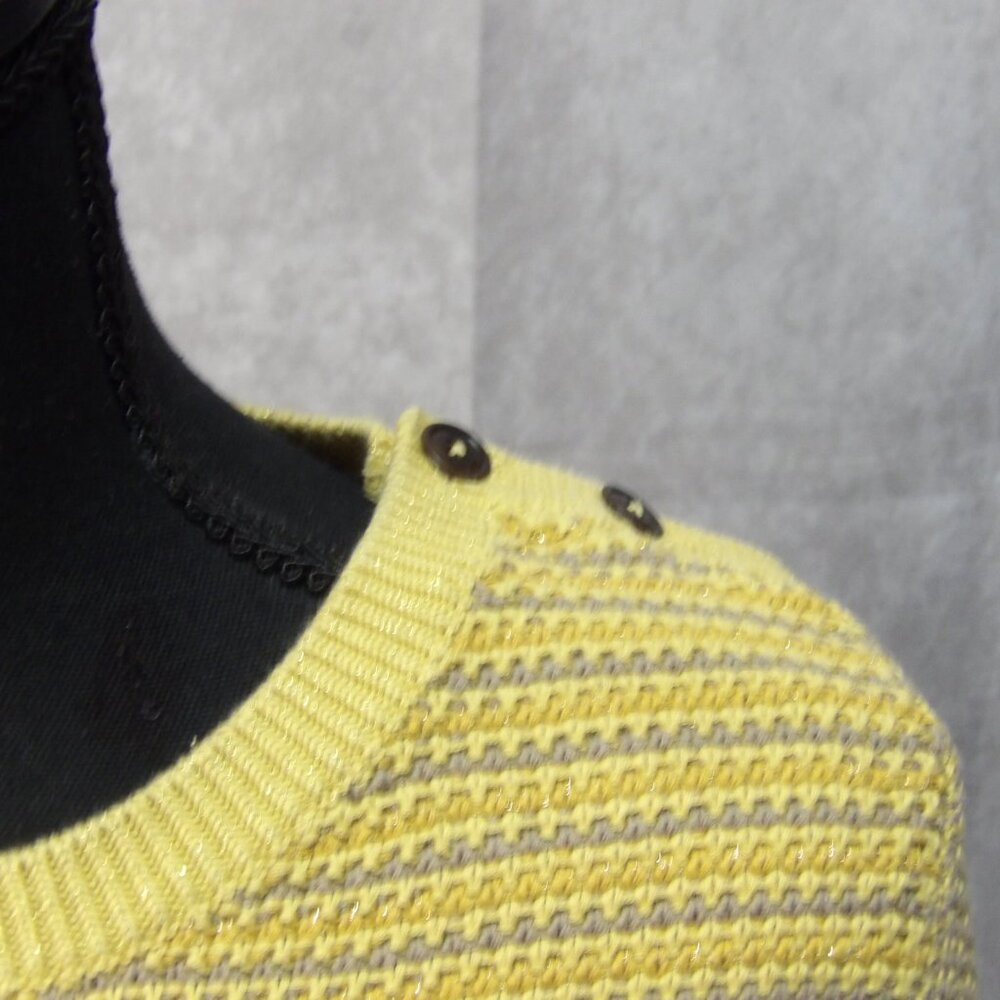 Boden Sweater Womens 12 Yellow Brown Metallic Striped Pullover Knit Cottage Core - Picture 3 of 8